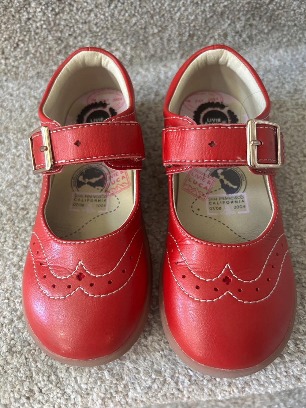 Livie & Luca Red Leather Mary Jane Shoes with Buckle